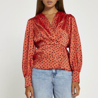 red polka dot blouse uk