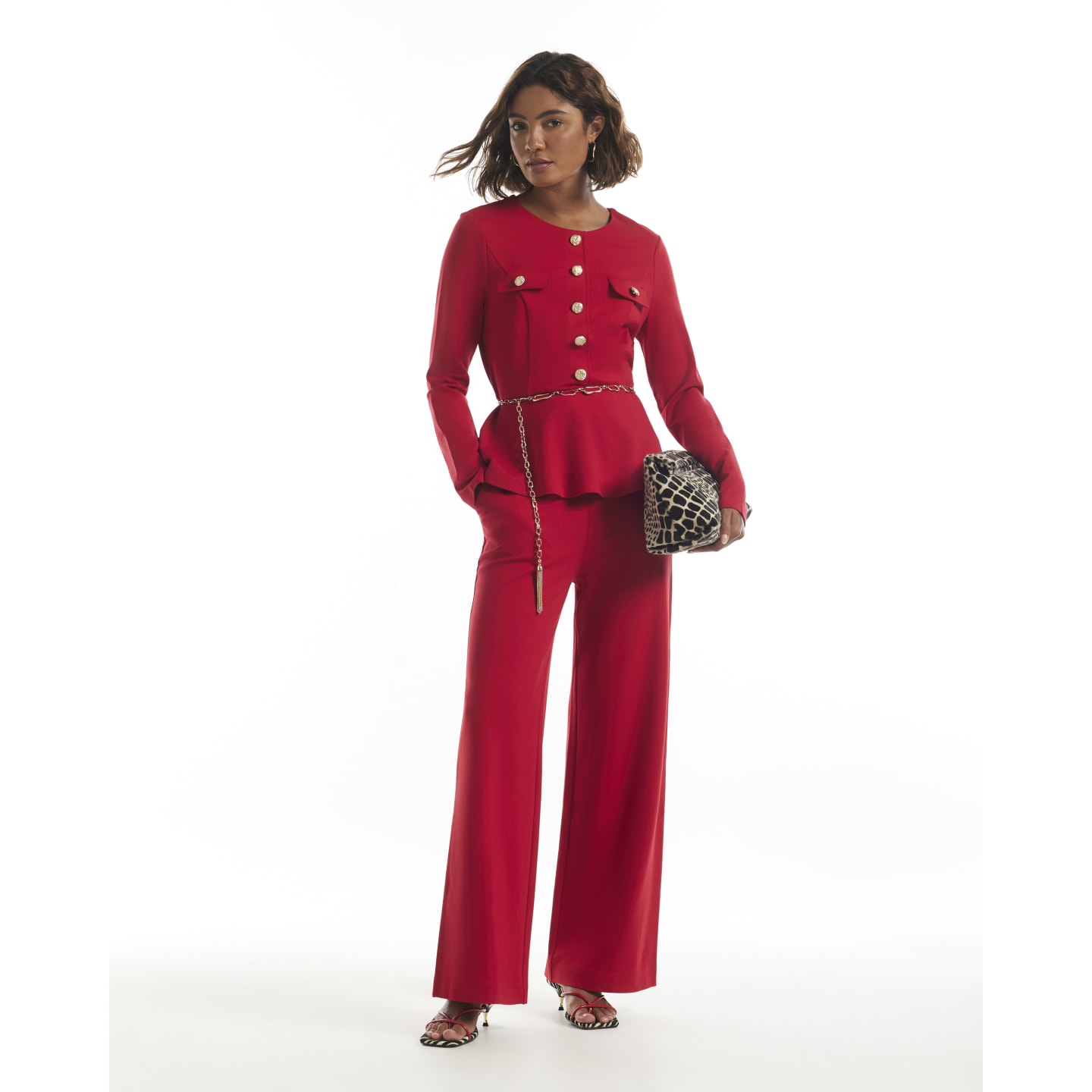 River Island Red Ponte Wide Leg Trousers — photo 1 of 1