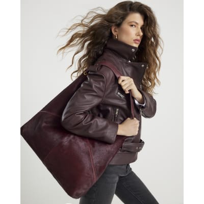 Red Pony Hair Scoop Shoulder Bag | River Island