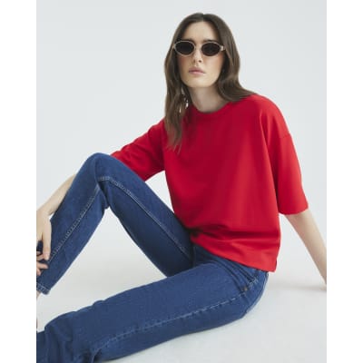 Red Premium Short Sleeve Boxy T-shirt