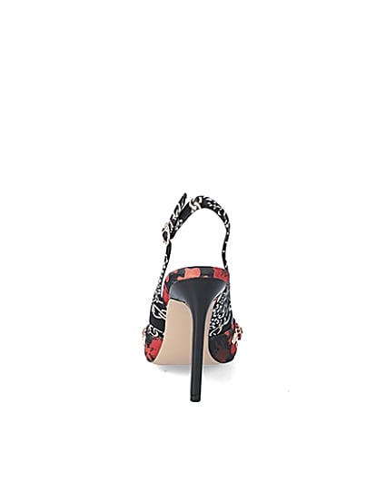 360 degree animation of product Red print embellished sling back court shoes frame-9