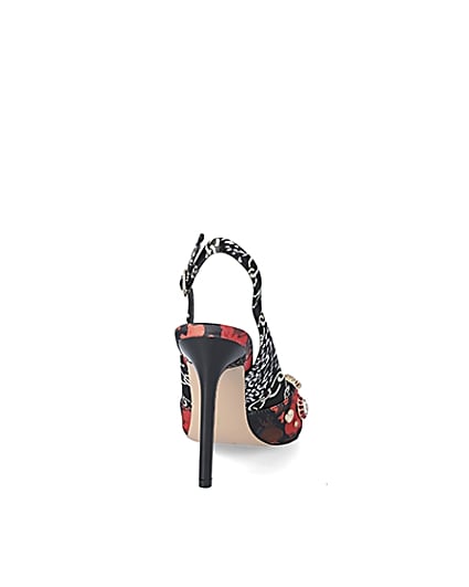 360 degree animation of product Red print embellished sling back court shoes frame-10