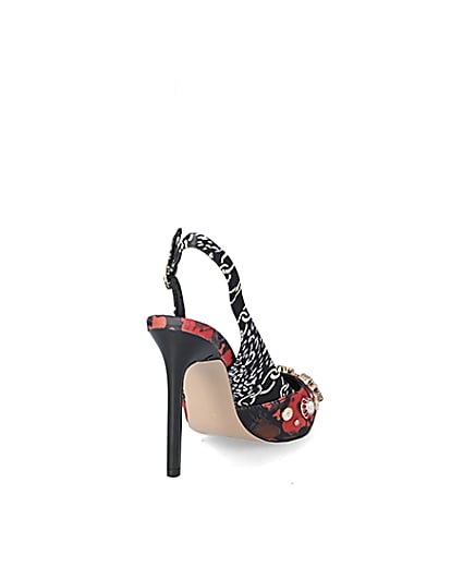 360 degree animation of product Red print embellished sling back court shoes frame-11