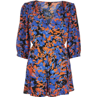 orange playsuit river island