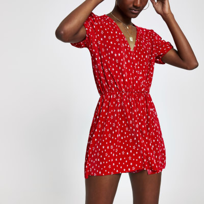 river island wrap playsuit