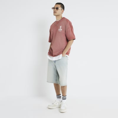 Red Regular Fit Nevada Snake Washed T-Shirt