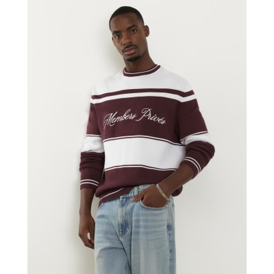 Red Regular Fit Slogan Knit Jumper