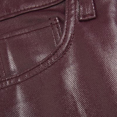 Red Relaxed Straight Coated Jeans River Island