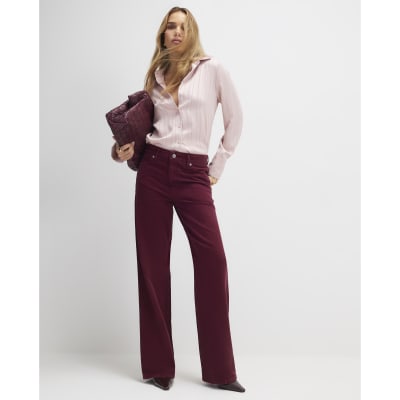 Red Relaxed Straight Jeans