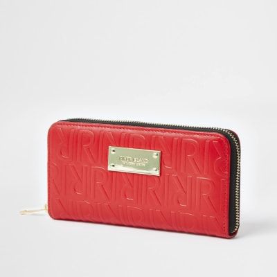 Red RI embossed monogram purse