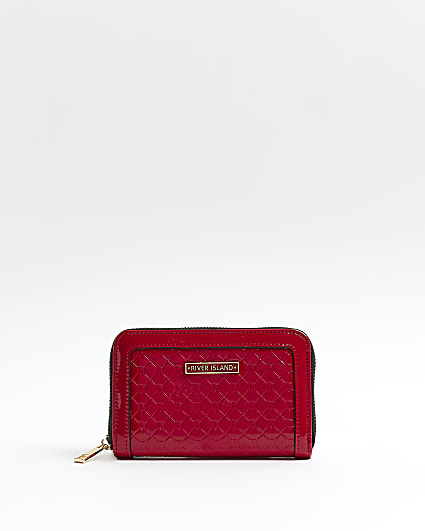 Red RI monogram embossed purse