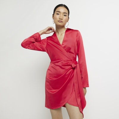 Mini red wrap on sale dress