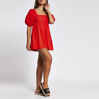 red short playsuit