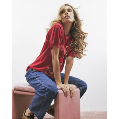 T-shirt River Island Pour Ado Fille – 11-12 Ans – Manches Courtes Multicolore