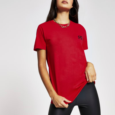 red branded t shirt