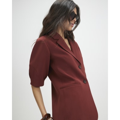 Red Short Sleeve Tailored Blazer