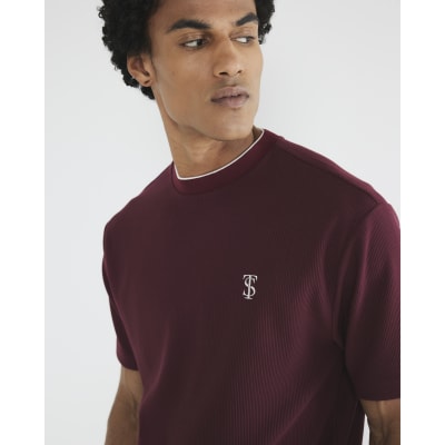 Red Slim Fit Embroidered T-Shirt