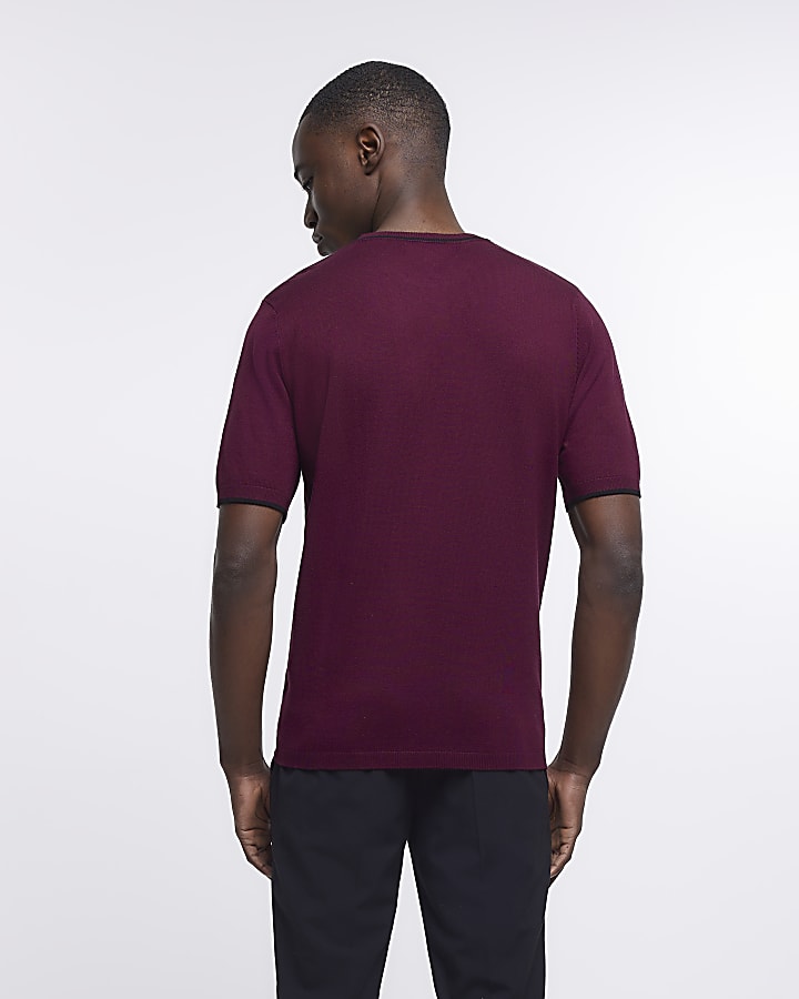 Red slim fit knitted t-shirt