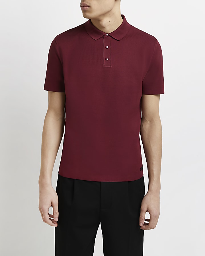 Red slim fit polo shirt