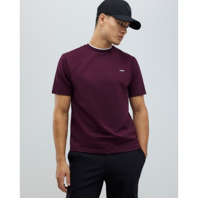 Red Slim Fit Textured Tipped T-Shirt