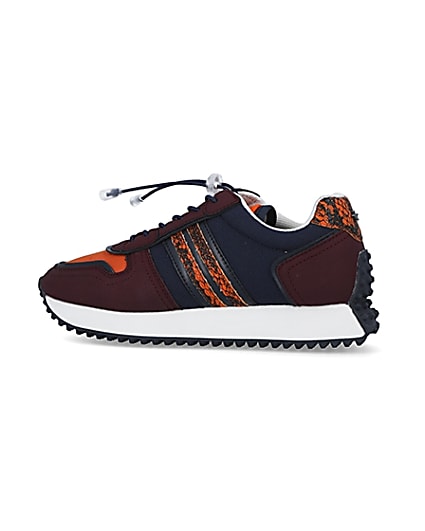 360 degree animation of product Red snake print trainers frame-4