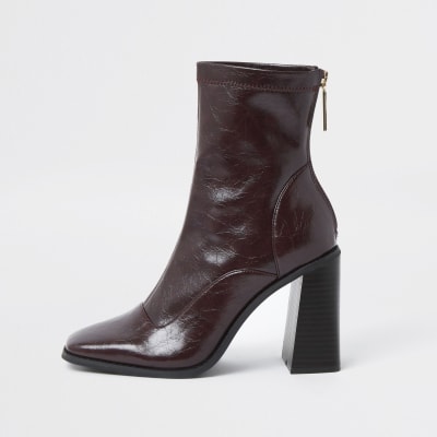 heeled block boots