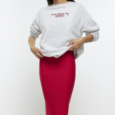 Red pencil skirt river island sales