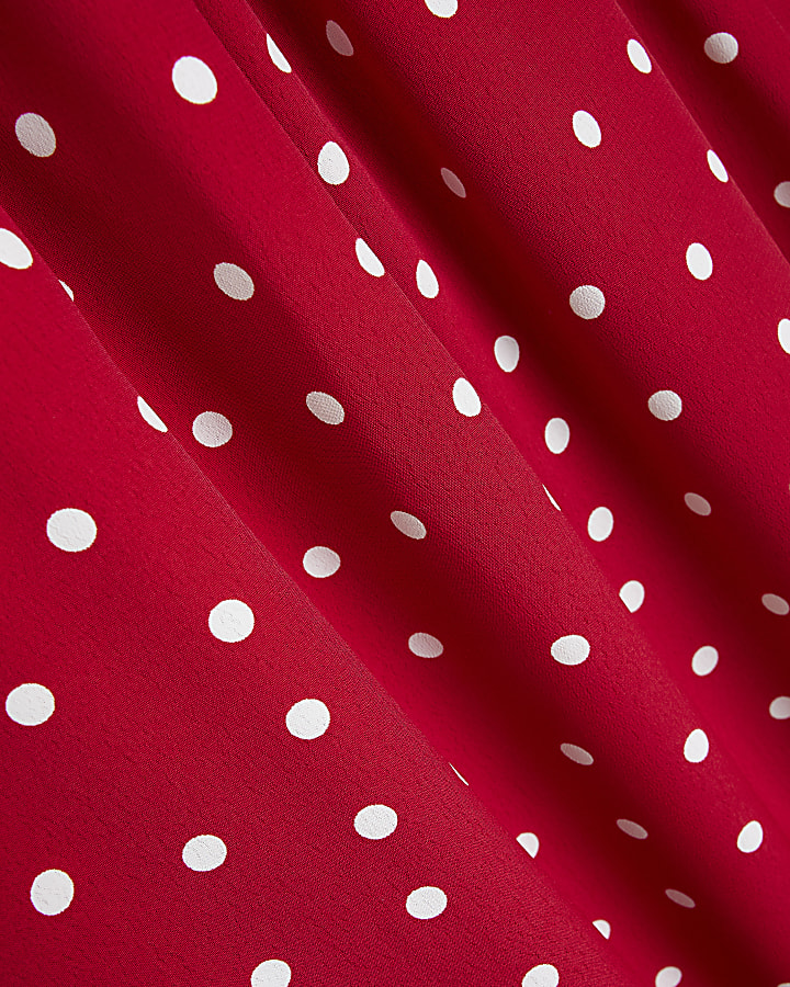 Red spot long sleeve mini dress