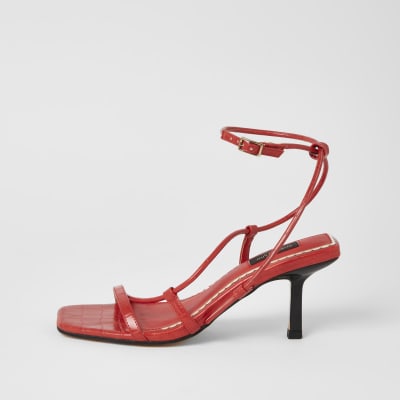 wide fit red sandals