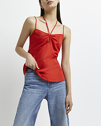 Red strappy cami top