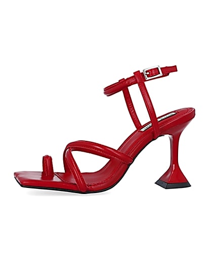 360 degree animation of product Red strappy heeled sandals frame-3