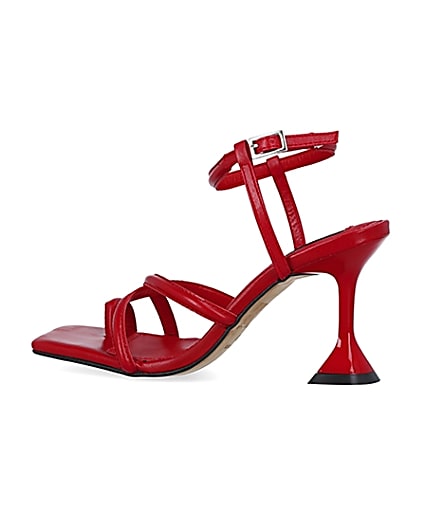360 degree animation of product Red strappy heeled sandals frame-5