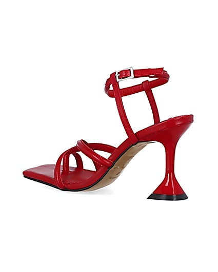 360 degree animation of product Red strappy heeled sandals frame-6