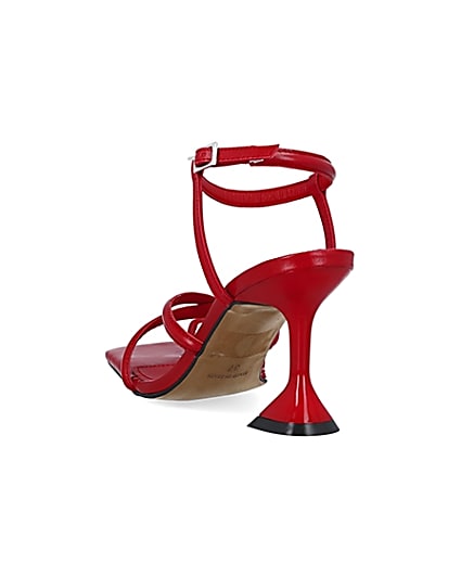 360 degree animation of product Red strappy heeled sandals frame-8