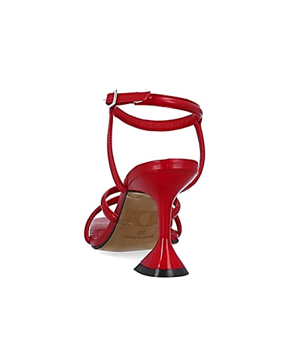360 degree animation of product Red strappy heeled sandals frame-9