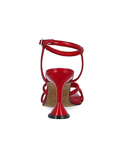 360 degree animation of product Red strappy heeled sandals frame-10