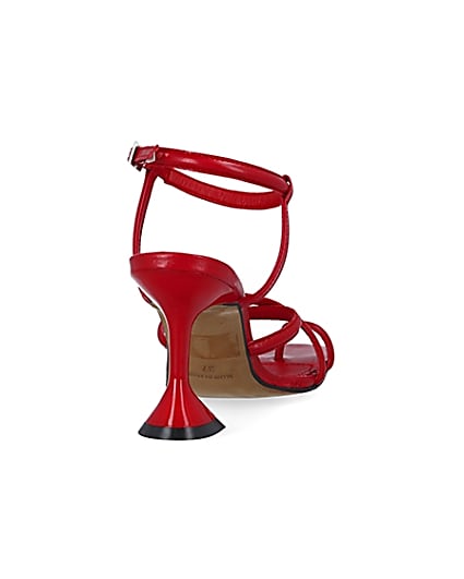 360 degree animation of product Red strappy heeled sandals frame-11