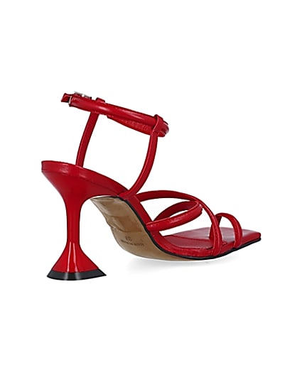 360 degree animation of product Red strappy heeled sandals frame-13