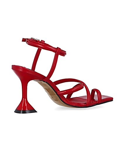 360 degree animation of product Red strappy heeled sandals frame-14