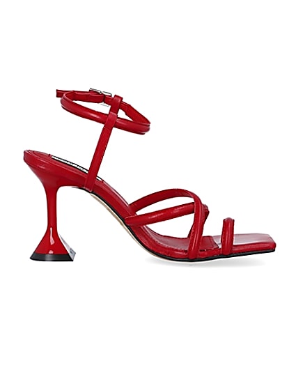 360 degree animation of product Red strappy heeled sandals frame-16