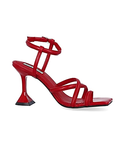 360 degree animation of product Red strappy heeled sandals frame-17