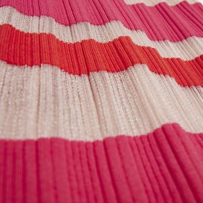 Red stripe knit bodycon midi dress
