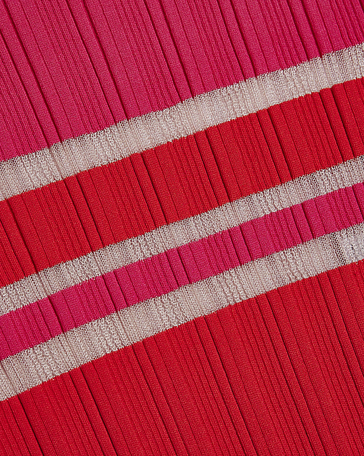 Red stripe long sleeve top