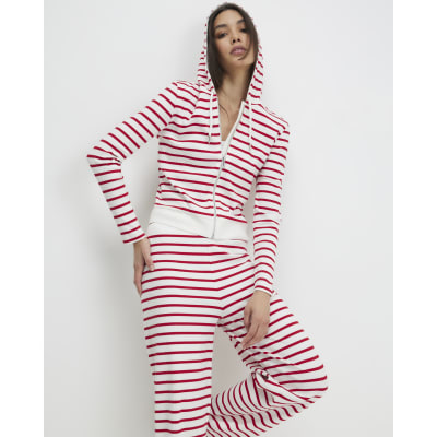 Red Striped Hoodie And Trousers Set