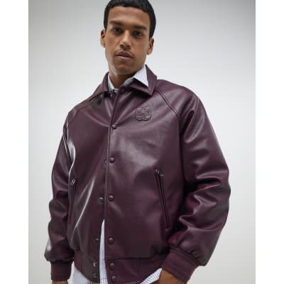 Red Stud Pressed Faux Leather Jacket