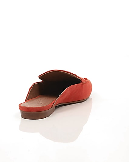 360 degree animation of product Red suede studded backless loafers frame-14
