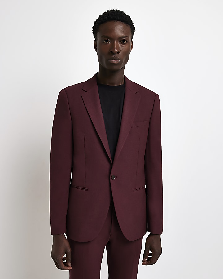 Red Super Skinny fit Suit Jacket