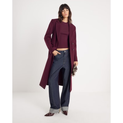 Red Tailored Belted Coat