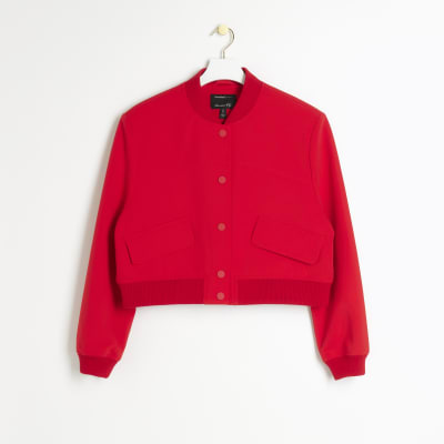 River island red bomber jacket on sale