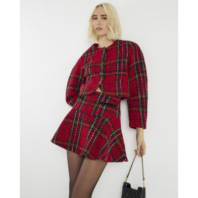 Red Tartan Boucle Jacket